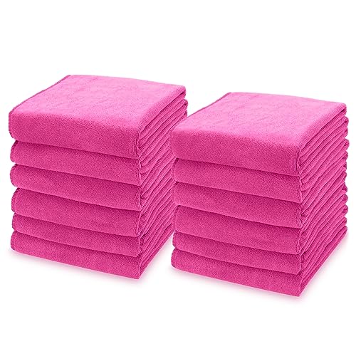kimteny 13x28 Inches Kitchen Cloth Dish Towels, 400 GSM Premium Dishcloths, Super Absorbent Coral Velvet Microfiber Cleaning Cloths, Fast Drying Rags for Washing Dishes (12 Pack, Rose Red) - color: Rose Red, size: 12 Pack