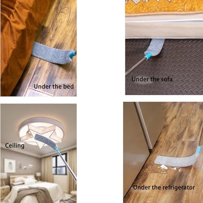2026 Upgraded Retractable Gap Dust Cleaning Artifact with 3 Microfiber Dusting Cloths,Extendable Duster Cleaning Tool,Reusable Washable Dusting Wand for Home,Ceiling,Blinds,Furniture (60in)