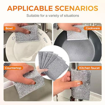 Multipurpose Wire Dishwashing Rag, Non-Scratch Wire Dishcloth for Wet & Dry Use - Reusable Metal Scrubbing Pad for Dishes & Sinks, All-Purpose Kitchen Sponge Cloth (2025 New) (10)