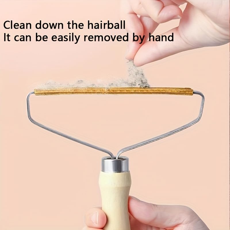1pc Portable Manual Lint Remover - Double-Sided Fabric Shaver for Pet Hair, Clothes, Sofa & Carpet Cleaning (Brown) - color: Brown