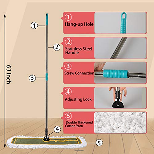 OFO 36inch Industrial Commercial Dust Mop 2 Sets //Heavy Duty Dust Mop // 63inch Length Stainless Steel Handle //Easily Clean Large Area Factory,Shopping Mall,Garage - style: 36 Inch