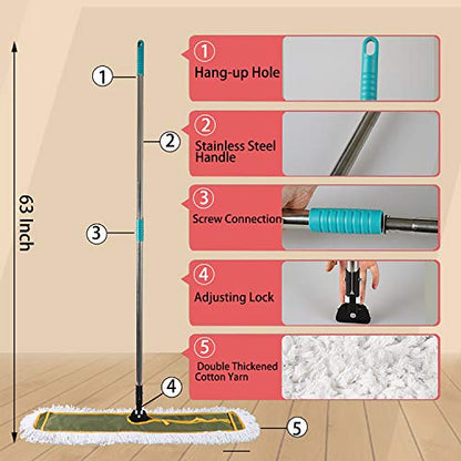 OFO 36inch Industrial Commercial Dust Mop 2 Sets //Heavy Duty Dust Mop // 63inch Length Stainless Steel Handle //Easily Clean Large Area Factory,Shopping Mall,Garage - style: 36 Inch