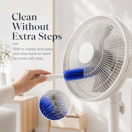 90° Flexible Ceiling & Fan Dust Magnet, Bendable Microfiber Head, Fan Cleaning Brush, Washable Dusters for Cleaning Fans, Blinds, Dryer Vents (2, Blue) - color: Blue