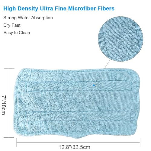 Fushing 7Pcs Steam Mop Pads, Washable Microfiber Cleaning Steamer Replacement Pads for Shark Steam & Spray Mop S3101 S3251 SK460 SK410 S3101n2 S3250 SK435CO SK140 SK141,Blue - color: Blue
