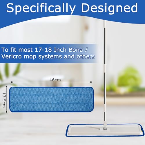 12 Pack Replacement Microfiber Pad - Thick - Universal Commercial 17-18 Inch Mop Head- Heavy Duty - Wet & Dry Commercial Cleaning Refills Reusable Mop Refills Fit for Most Microfiber Flat Mop System - size: 12 Pack - 18in Flat Mop Head (Rectangular)