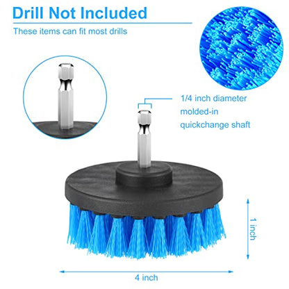 Drill Brush Attachment Power Scrubber Cleaning Kit Multi Purpose Drill Brush Set Drill Scrubber Brush Kit Cleaning Brushes for Drill Bathroom Surfaces Tub Grout Shower Kitchen (Blue, 6 Pcs)