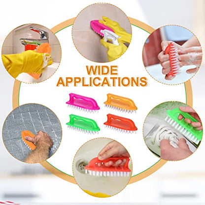 Eaasty 48 Pack Cleaning Brush Scrub Brush with Comfortable Grip Stiff Bristles Dish Scrub Brush Kitchen Scrub Brush Household Carpet Brush for Bathroom, Shower, Sink, Floor, Bathtub, Tile, 4 Colors