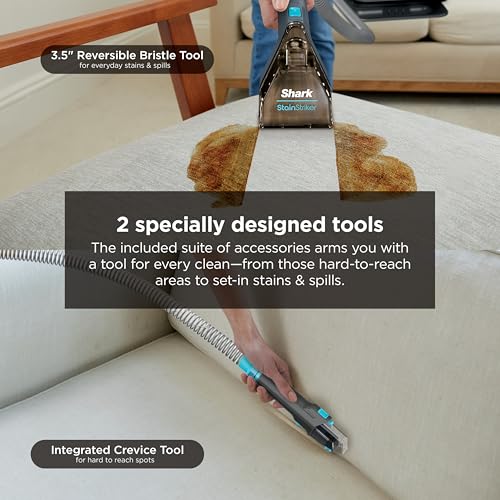 Shark StainStriker Portable Carpet and Upholstery Cleaner with On Board Self Clean, Spot, Stain and Odor Eliminator, 2 Tools, 2 Solutions, Charcoal - style: StainStriker + 2 Tools