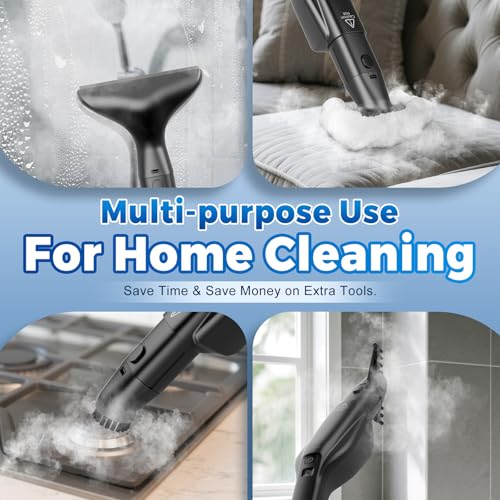 Fast Heating & Heavy Duty Detachable Steam Mop Cleaner with 17 Accessories, Dual-Speed Control 260°F High-Temperature Floor Steam Mop, Power Steady Steam Cleaner for All Floors|Windows|Tile|Grout|Home