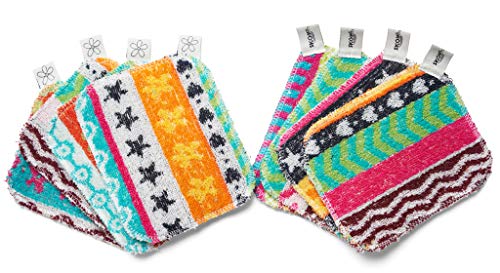 Skoy Scrub, 8-Pack Reusable, Non-Scratching Dish Scrubber for Kitchen and Household Cleaning, Planet-Friendly, Dishwasher Safe Soft Scrub, Assorted Colors and Designs - color: Assorted, size: 8-Pack