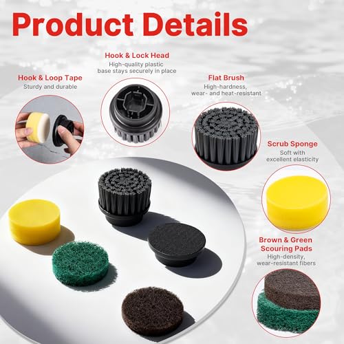 Shop-Vac 5 Pcs Replacement Heads Set for Cordless Spin Scrubber, Multi-Surface Cleaning Brush, Durable Refill Set for Kitchen, Bathroom, Floor, Tile & Glass Cleaning