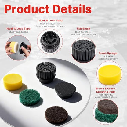 Shop-Vac 5 Pcs Replacement Heads Set for Cordless Spin Scrubber, Multi-Surface Cleaning Brush, Durable Refill Set for Kitchen, Bathroom, Floor, Tile & Glass Cleaning
