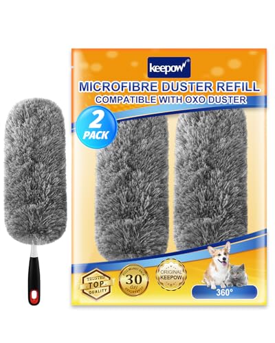 KEEPOW Upgraded Reusable Duster Refills Compatible with OXO Duster, Microfiber Dusters Refill for Cleaning, Compatible with OXO Good Grips Microfiber Extendable Duster, 2 Pack(Handle Not Included) - color: Grey-2 Pack