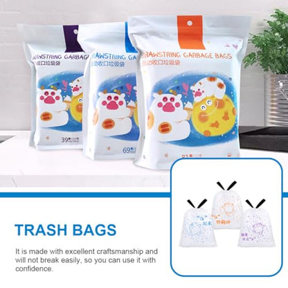 Thickened Drawstring Refuse Bags 69pcs 50x55cm High Tenacity Portable Garbage Holder for Kitchen Trash Cans ≤37cm Diameter Household Waste Disposal