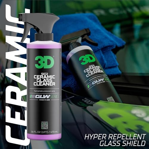 3D SiO2 Ceramic Glass Cleaner 1 Gallon – Hydrophobic Car Glass Cleaner with Rain Repellency – Optical-Grade Clarity, Streak-Free Shine & Ceramic Protection – Auto Detailing Spray – Made in USA - size: 128 Fl Oz (Pack of 1)