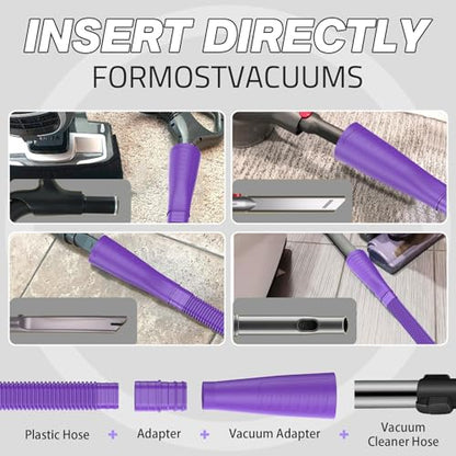 Sealegend Dryer Vent Cleaner Kit - Vacuum Hose Attachment & Lint Brush,Dryer Vacuum Hose Attachment Fit Most Vacuums and Dryer, Refrigerator Coils & Behind Appliances, Purple - color: Purple