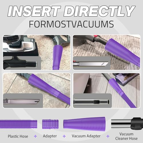 Sealegend Dryer Vent Cleaner Kit - Vacuum Hose Attachment & Lint Brush,Dryer Vacuum Hose Attachment Fit Most Vacuums and Dryer, Refrigerator Coils & Behind Appliances, Purple - color: Purple