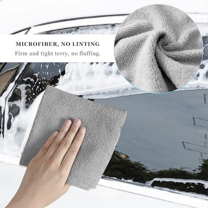 50PCS Microfiber Towel Roll, 12×11.6 inch Washable Tear Away Cleaning Cloth, Reusable Ultra Absorbent Rags Scratch Free Quick Drying Towel Roll, Lint-Free Cloth for Car (Gray) - color: Gray