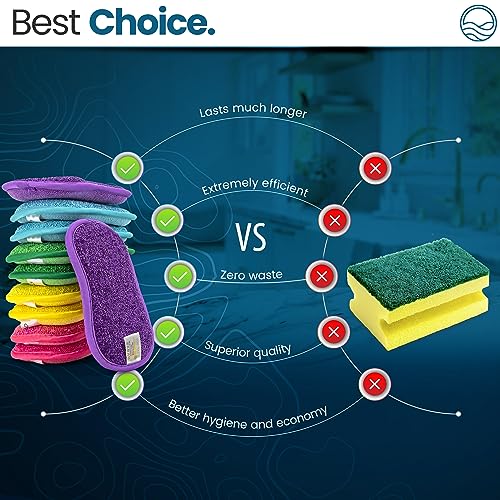 – 10 Kitchen Sponges Pack– Washable and Reusable Dishes Sponge Rubber – 6 X 3 inches - Multicolored
