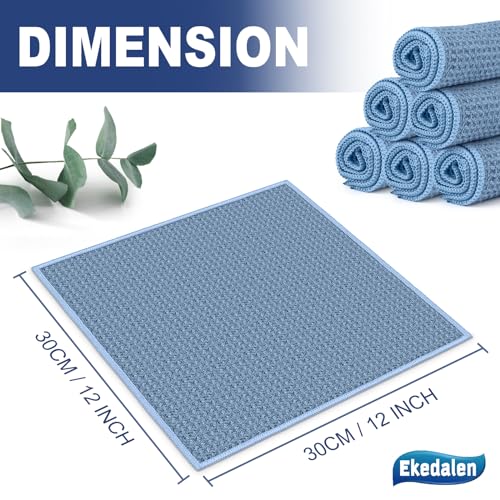 Microfiber Cleaning Cloth Waffle Weave for Dusting Absorbent Towel Quick Drying Dust Rags Household Kitchen, Lint Free Streak Free, 6 Pack,12 x 12 Inches, Blue - color: Blue, 12 X 12 Inch