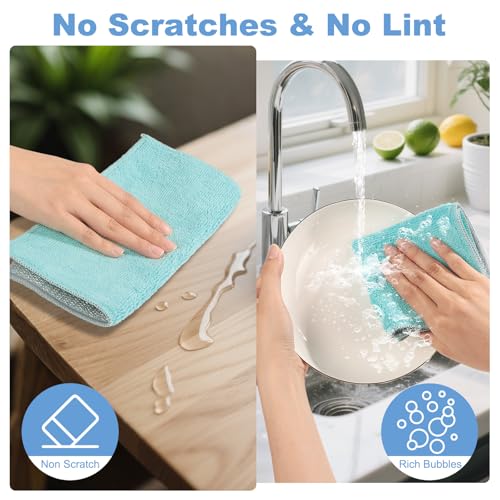 10pcs New Upgrade 2-Layer Microfiber Wire Dishcloth,Non-Scratch Wire Dishwashing Rags for Wet and Dry,Metal Scrubbers, Kitchen Miracle Cleaning Dish Rags for Cookware,Sinks, Dishes,Stove,Blue - color: 10pcs Blue