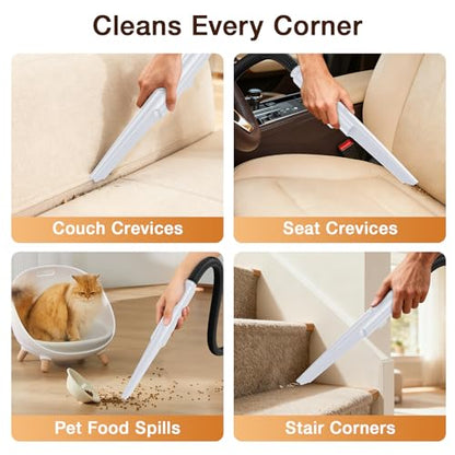 Portable Carpet & Upholstery Cleaner, 18Kpa Carpet Cleaner Machine for Deep Stain Removal, Spot Cleaner for Pet Accidents, Area Rugs, Stairs, Car Upholstery & Couches, Includes Tools & Self-Cleaning - color: Black & White