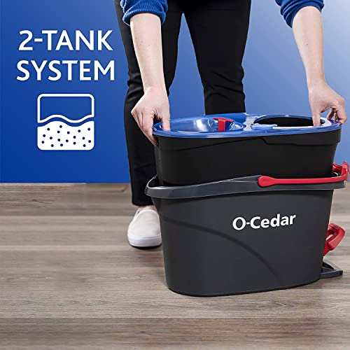 O-Cedar RinseClean Microfiber Spin Mop & Bucket Floor Cleaning System with 4 Extra Mop Head Replacements - size: RC + 4 RC Refills