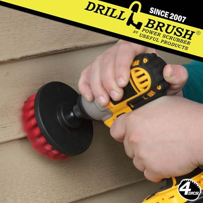 Outdoor Cleaning Tools - Patio Scrub Brush - Outdoor Deck Scrubber Brush - Bird Bath Cleaning Tool - Fountain Cleaning Brush - Garden Statues Cleaning Tools - Concrete Stain Cleaner - House Siding - color: Red