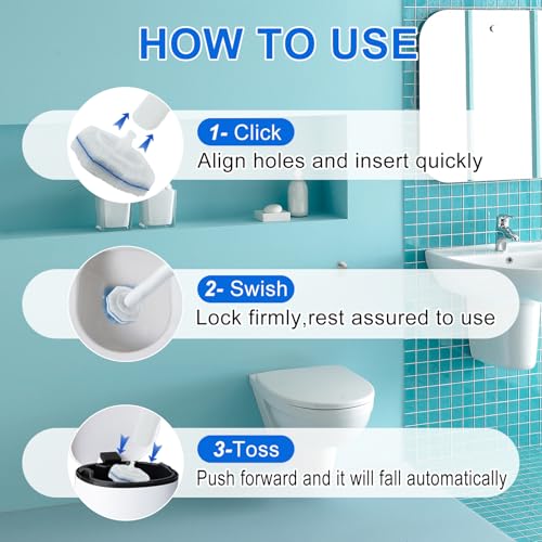 60pcs Disposable Toilet Brush Head Refills Compatible With Clorox System,Upgrade Fiber Cleaner Heads for Closestool .(not included brush rod)