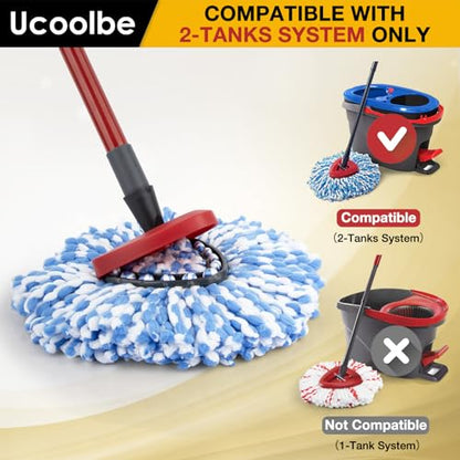 Spin Mop Replacement Heads for O Cedar RinseClean 2-Tank System, 4 Pack Microfiber Mop Refill Heads, Include 4 Mop Heads and 1 Mop Brush - size: 4 Mop Heads +1 Brush(2 Tanks System)