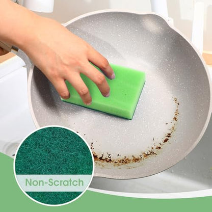Tioncy 100 Pcs Individually Wrapped Sponges Bulk Kitchen Green Non Scratch Scrub Sponges Dual Sided Cleaning Scrubber for Household Washing Dishes, Pots, Pans, Sinks, Stoves, Appliances, Car, Bike - color: Green
