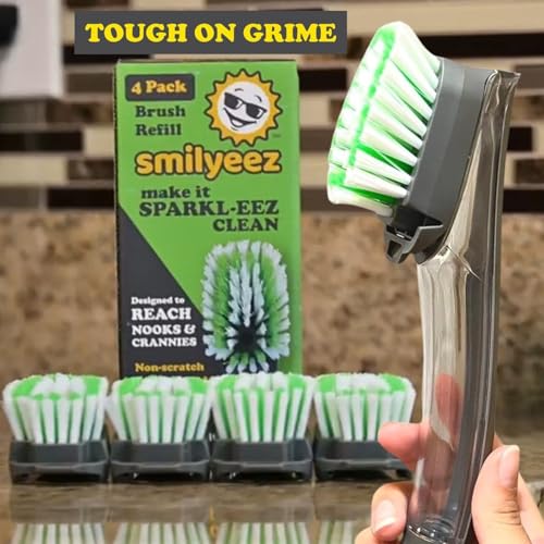 Smilyeez Replacement for Scotch Brite, 4-Pack, Makes Your Dishwand Like New, Dishwand Brush Refills, Easy to Install - style: 1 Pack