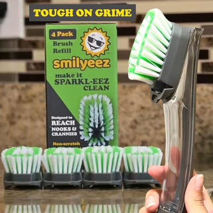 Smilyeez Replacement for Scotch Brite, 4-Pack, Makes Your Dishwand Like New, Dishwand Brush Refills, Easy to Install - style: 1 Pack