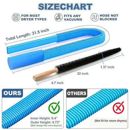 3 Pieces Dryer Vent Cleaner Kit: Vacuum Hose With Brush & Gloves Fits for Vacuums Cleaner, Refrigerator Condenser Coils, Tight Spaces Behind Appliances, Deep Cleaning Tools for Clogged Ducts-Blue - color: Blue( hose brushes Gloves)