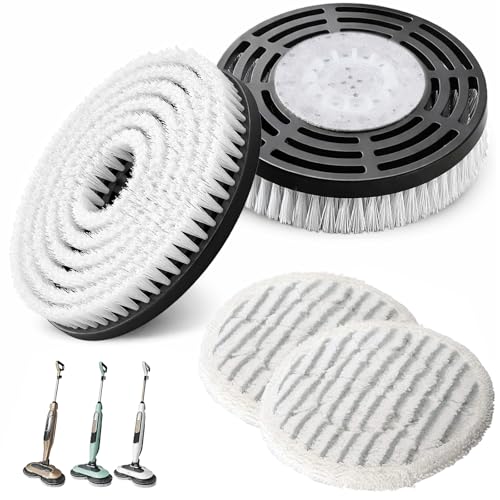 4 Pack Steam Mop Replacement Pads & Scrub Brush Heads for Shark Steam and Scrub Mop S8201/S8001/S7201/S7000 Series, Deep Cleaning for Hardwood Floors, Tile & Grout