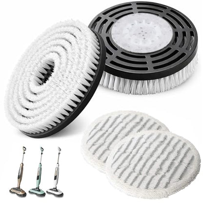 4 Pack Steam Mop Replacement Pads & Scrub Brush Heads for Shark Steam and Scrub Mop S8201/S8001/S7201/S7000 Series, Deep Cleaning for Hardwood Floors, Tile & Grout