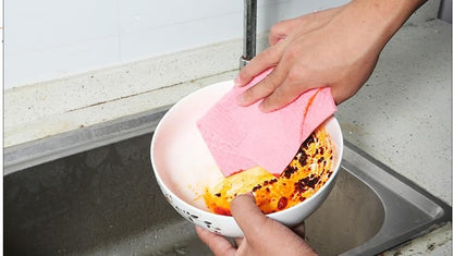 Reusable Cleaning Cellulose Sponge Cloths Absorbent Wipes Clean Kitchen Car Dish Eco-Friendly Dishcloth Hand Towel Auto - 1pack (5pcs) - style: 5pcs - Vacuum