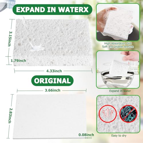 12 Pack Dishwashing Sponges Natural Cellulose Sponges Plant Based Resilient and Reusable Soft Dish Sponges for Washing Dishes DIY Craft Sponge for Fun - color: White