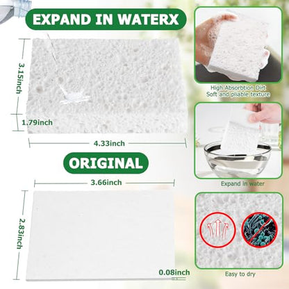 12 Pack Dishwashing Sponges Natural Cellulose Sponges Plant Based Resilient and Reusable Soft Dish Sponges for Washing Dishes DIY Craft Sponge for Fun - color: White