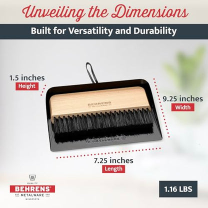 Behrens Black Galvanized Dustpan & Brush Set - color: Black
