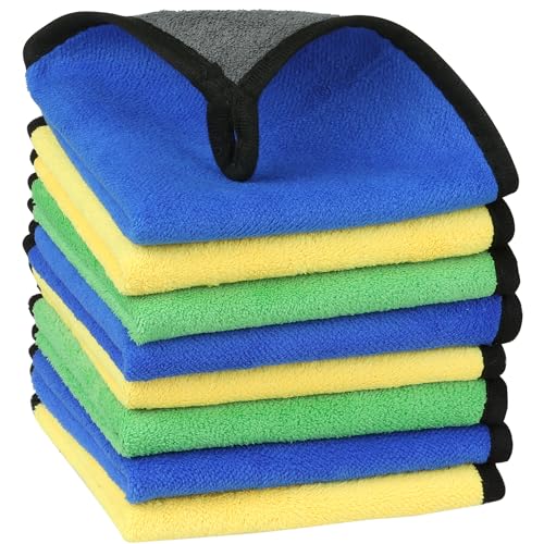 uxcell Car Cleaning Cloths, 8 Pack Soft Premium Microfiber Towels with Hang Loop for Household Cleaning, Reusable Car Cleaning Wipes Lint Free Streak Free Cloths 12" x 12" Multi - color: Multicolor, size: 12" x 12"