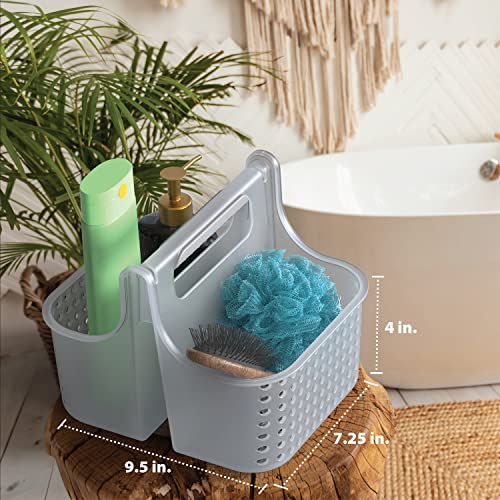 Brookstone Modern Large Portable Shower Caddy with Soft Silicone Carrying Handle, Bathroom Organizer Basket, Plastic Bath Tote and Shower Organizer, Quick Dry Drainage Holes, BPA Free, Clear - color: Clear / Frost