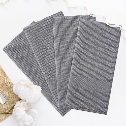 Homaxy Premium Kitchen Towels(18”x 28”, 6 Pack), Large Cotton Kitchen Hand Towels, Flat and Terry Dish Towels, 380 GSM Highly Absorbent Tea Towel Set with Hanging Loop, Grey - color: Grey, style: 6-pack