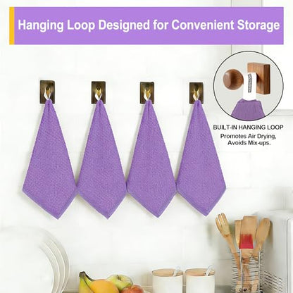 Microfiber Cleaning Cloth, 12 Pack Purple Cleaning Rags,12" X 11" Lint Free Dish Towels Wash Cloths, Reusable Microfiber Towels for Home and Kitchen Bathroom Apartment Cleaning Supplies - color: Purple, size: 12 Pack