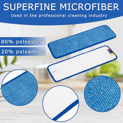 12 Pack Replacement Microfiber Pad - Thick - Universal Commercial 17-18 Inch Mop Head- Heavy Duty - Wet & Dry Commercial Cleaning Refills Reusable Mop Refills Fit for Most Microfiber Flat Mop System - size: 12 Pack - 18in Flat Mop Head (Rectangular)