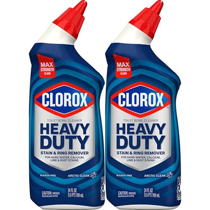 Clorox Toilet Bowl Cleaner Heavy-Duty Gel, Arctic Clean, Bleach-Free Stain Remover, Kills 99.9% of Germs, 24 oz, Pack of 2