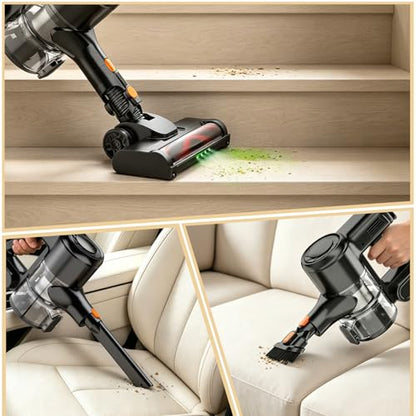 HOLOGO Cordless Vacuum Cleaner,40 Mins Runtime Lightweight Stick Vacuum Cordless,Self-Standing,Powerful Suction, Anti-Tangle Brush,Rechargeable Battery Vacuum for Carpet,Pet Hair,Hardwood Floor.