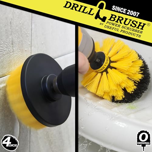 Shower Cleaning Brush - Cleaning Scrub Brush - Bathroom Cleaning Brushes - Tile Cleaning Brush - Tub Cleaning Brush - Scrub Brushes for Drills - Bathroom Power Scrubber - Home Bathroom Cleaning Tools - color: Yellow