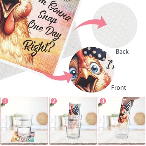 Funny Chicken Swedish Dishcloths for Kitchen, 6PCS Cellulose Sponge Reusable Paper Towels Washable, Cute Absorbent Fast Drying Swedish Dish Cloth for Home Cleaning - style: Funny Chicken