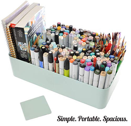 2 PACK - Portable DIY 8 Dividers Durable Plastic Tote Basket Bin Tool & Supply Cleaning Caddy with Handle Made In USA (Mint) - color: Mint